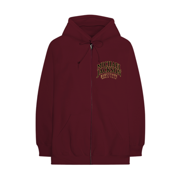 MICHAEL JACKSON DANGEROUS IN CONCERT BURGUNDY HOODIE