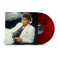 Michael Jackson 'Thriller' vinyl record album with the cover art on the left and a translucent red vinyl record partially visible on the right, set against a plain white background.